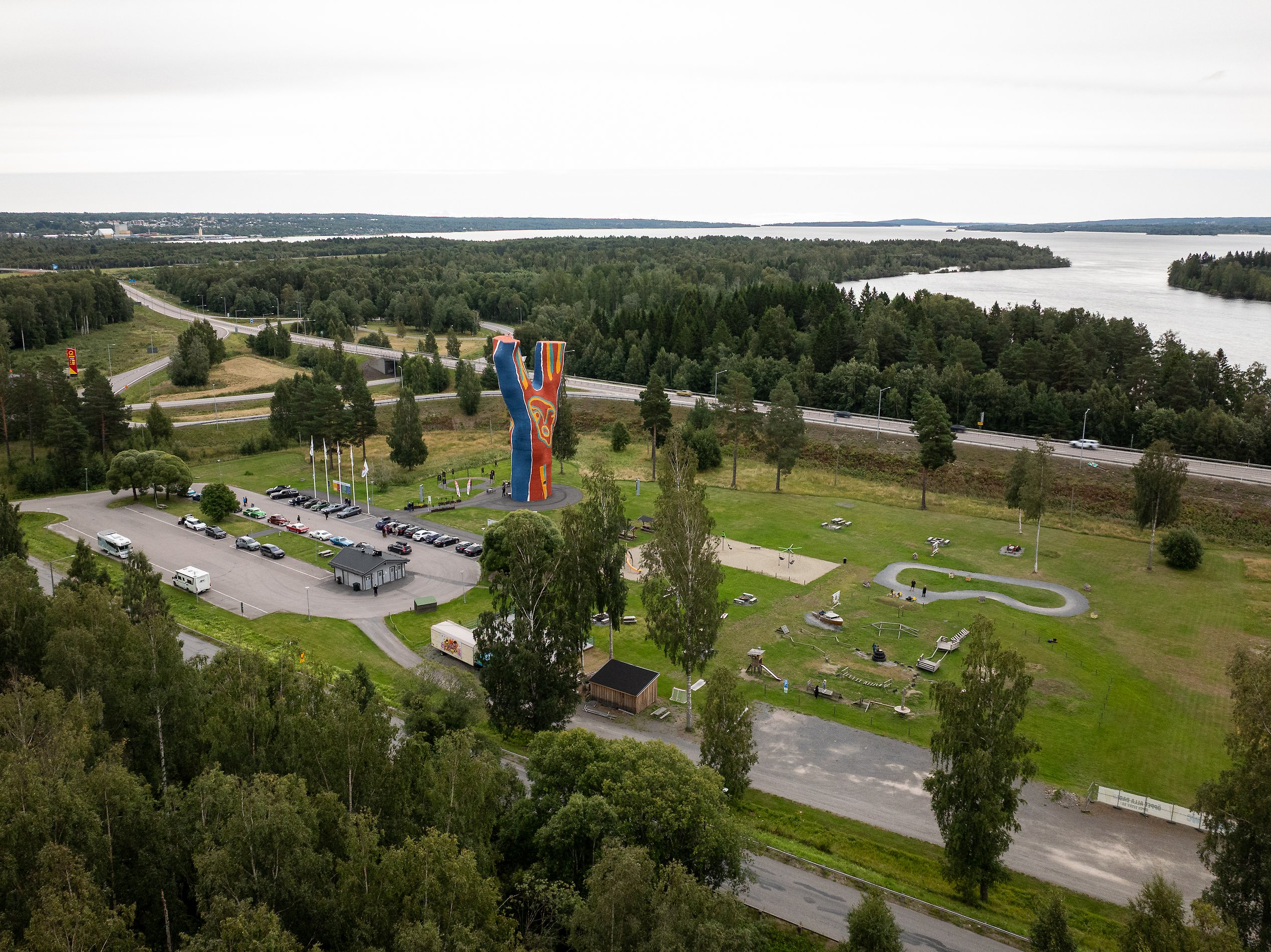 Drönarbild över Y:et området